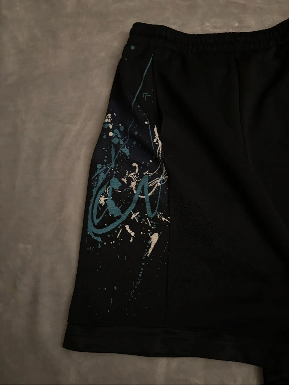 Jordan Men’s M Athletic Shorts Black/Blue/White Graphic Drawstring Elastic